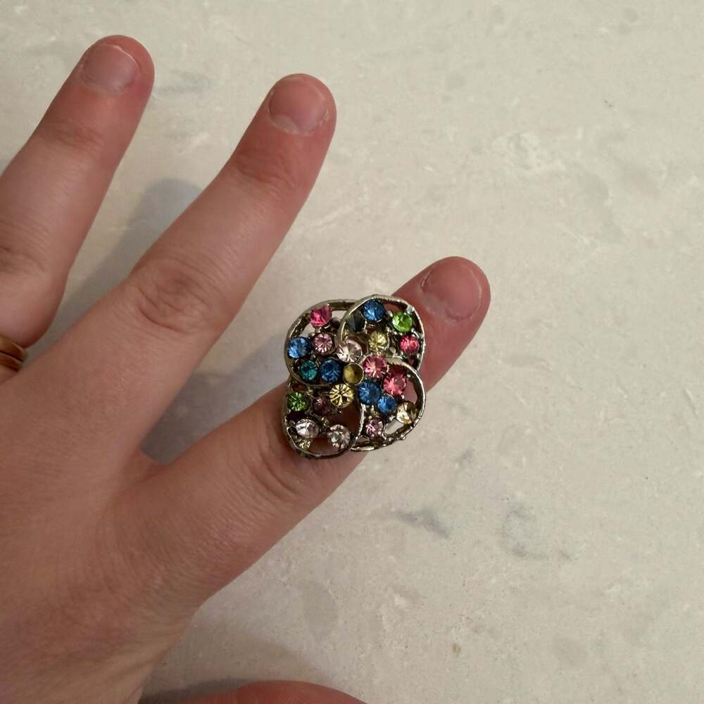 Multi Color Rhinestone Statement Ring